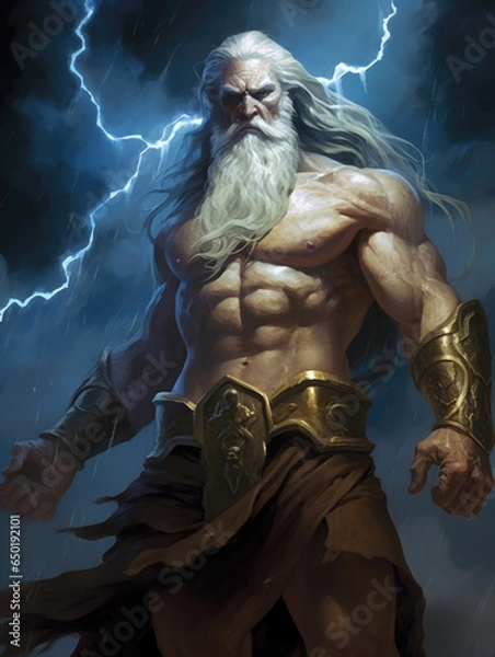 Obraz God Zeus the lord of lightning. Digital art.