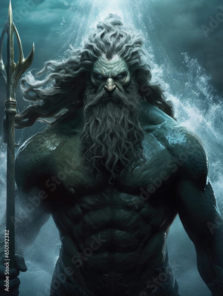 Obraz Poseidon, god of the seas. Digital art.