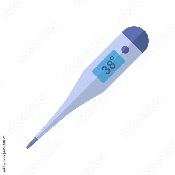 Obraz Flat Design Style Thermometer icon. Glass medical digital thermometer for fever measurement diagnostic. logo pictogram for medical and healthcare Vector illustration design
