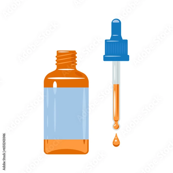 Fototapeta The medicine is in a bottle with a pipette. Vector illustration on a white background.