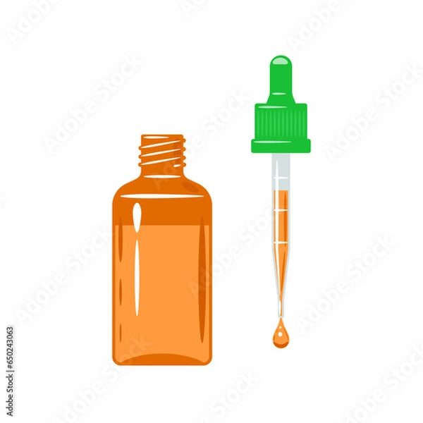 Fototapeta The medicine is in a bottle with a pipette. Vector illustration on a white background.