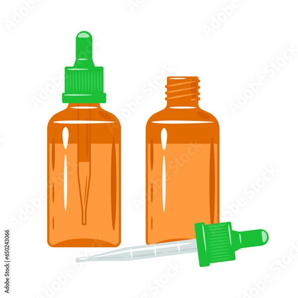 Fototapeta The medicinal product is in a bottle with a pipette. Vector illustration on a white background.