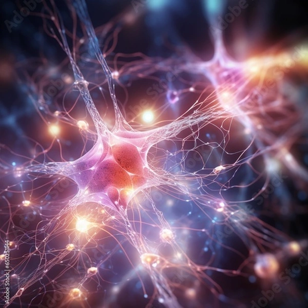 Fototapeta 3D Scientific Illustration: Quantum Fluctuations in the Electromagnetic Field (Neurons)
