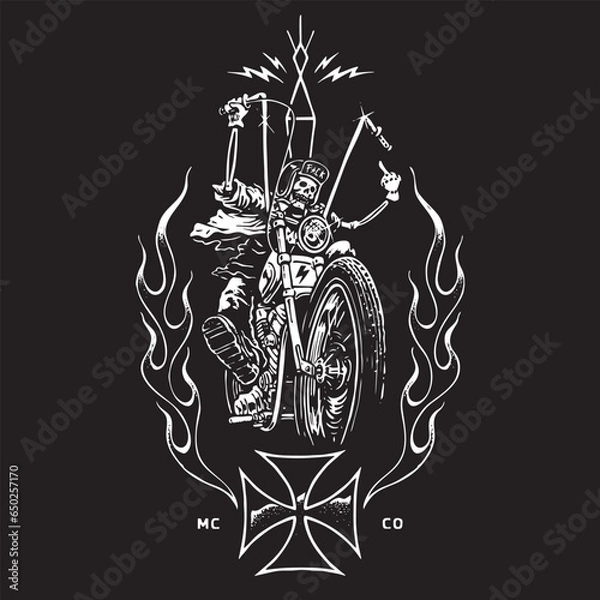 Obraz Skull riders with fire