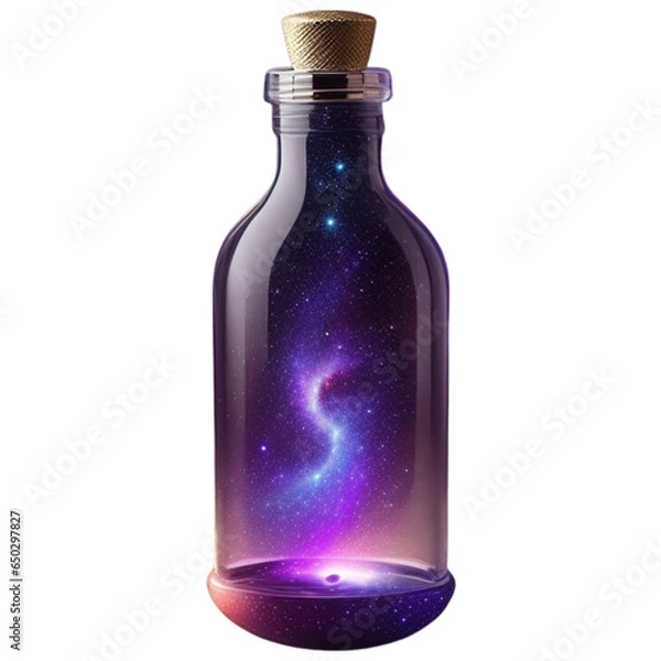 Fototapeta Enchanting Cosmos: Isolated Galaxy Captured in a Bottle, Adding Celestial Magic to Designs with Cosmic Elegance. transparent background.
