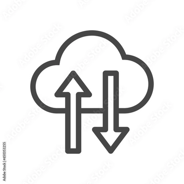 Obraz Cloud download and upload icon isolated on white background.