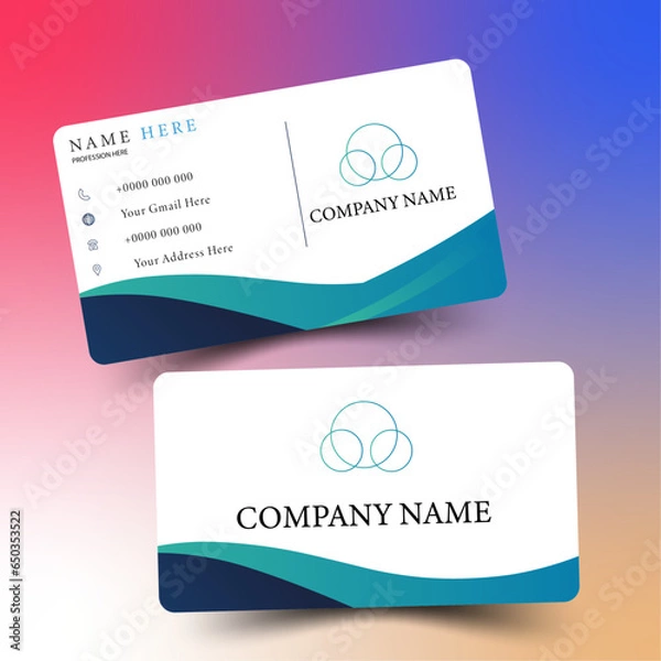 Fototapeta card template, Double sided and modern simple business card layout. Creative and clean professional business card template.