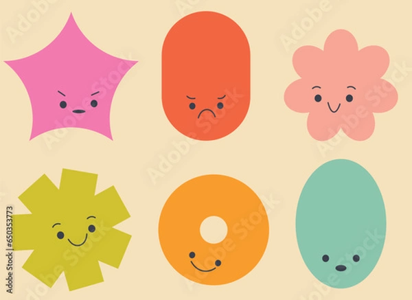 Obraz cute geometric characters expressing different emotions