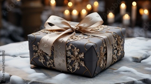 Obraz Elegant Winter Wonderland Wrapping Paper Christmas Background