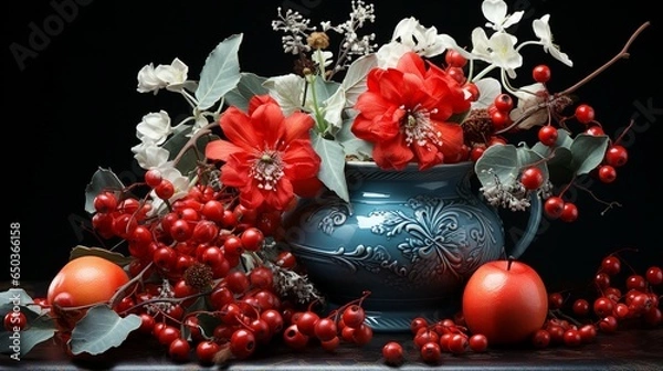 Obraz Traditional Christmas Wreath Background