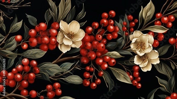 Obraz Traditional Christmas Wreath Background