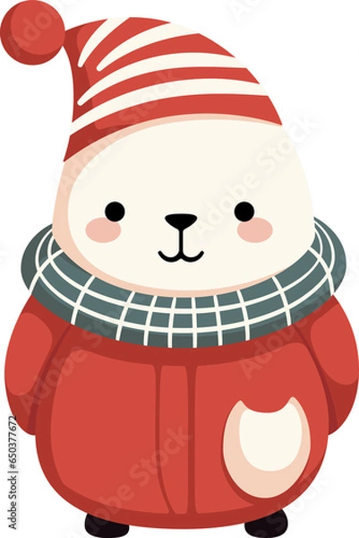 Obraz Christmast Cute Bear Cartoon Flat