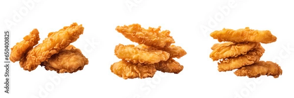 Obraz a set of three chicken tenders isolated on a transparent background