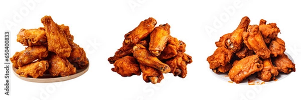 Obraz a set of fried chicken wings isolated on a transparent background