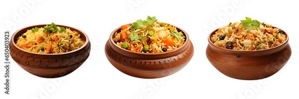 Obraz vegetable biryani in a bowl isolated on a transparent background