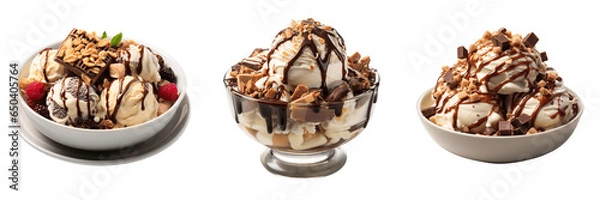 Obraz Different ice cream bowls isolated on a transparent background, PNG