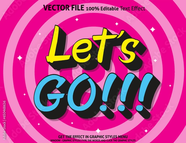 Obraz Let's Go 3D editable text effect