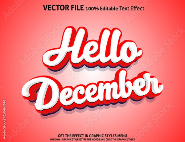 Obraz Hello December 3D editable text effect