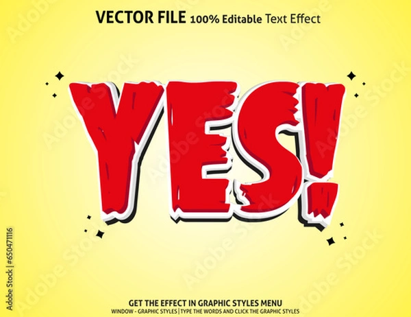 Obraz Yes 3D editable text effect