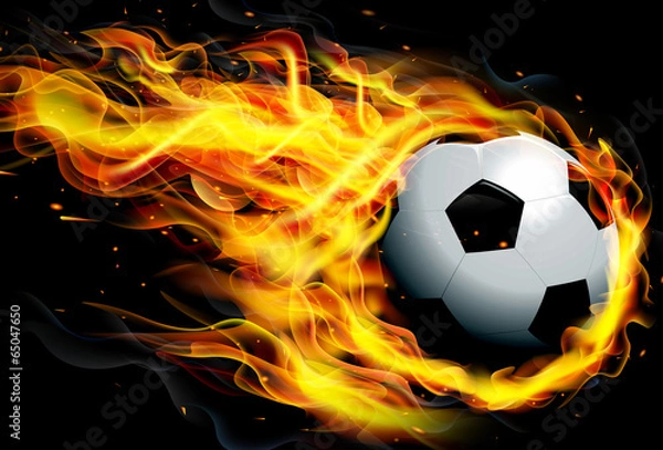 Fototapeta Soccer Ball on Fire