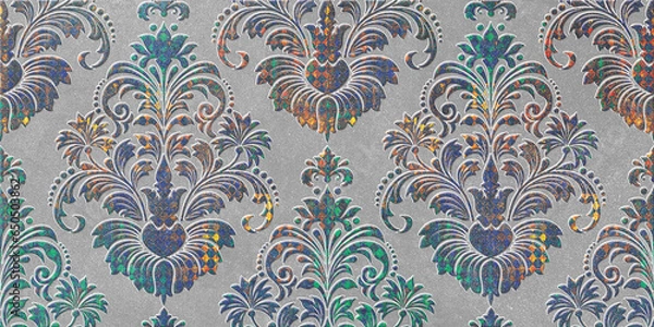 Obraz Digital Wall Tile Decor For interior Home or Rustic Ceramic wall tile Design, Heavily Mixed Wall Art Decor For Home, wallpaper, linoleum, textile, background