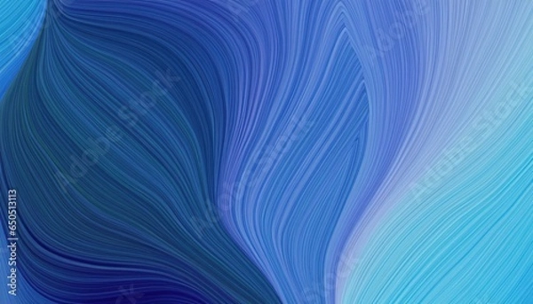 Fototapeta abstract blue background with lines, midnight blue and sky blue colors. dynamic curved lines with fluid flowing waves and curves