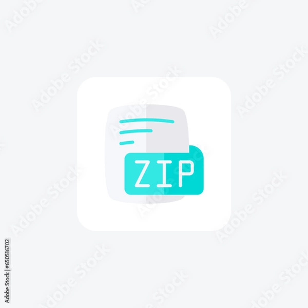 Fototapeta Zip Compressed Archive Flat Style Icon