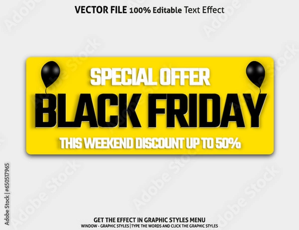 Obraz Special offer black Friday 3D editable text effect