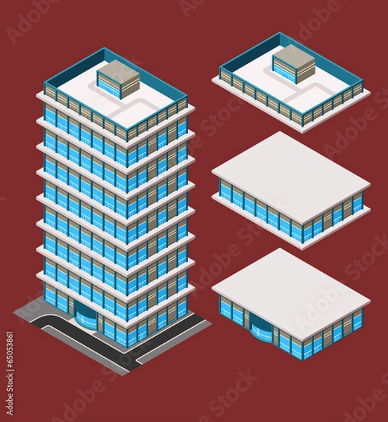 Fototapeta isometric modern building