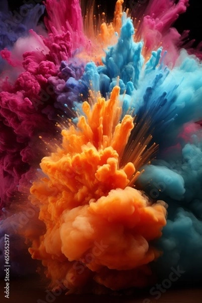 Fototapeta Multicolored rainbow powder explodes
