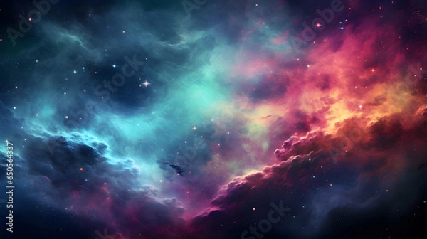 Fototapeta Visualize an explosion of color set against the backdrop of deep space.