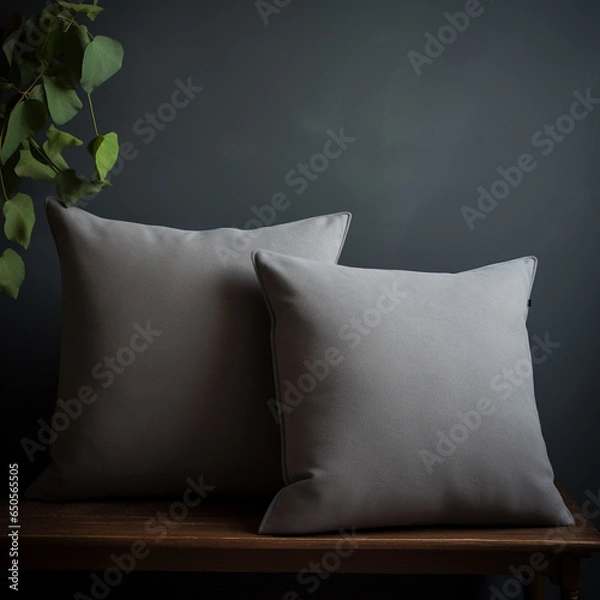 Obraz two grey cushions on a dark background 
