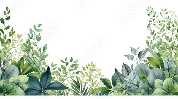 Fototapeta A hand drawn wreath floral border and leaves Generative AI