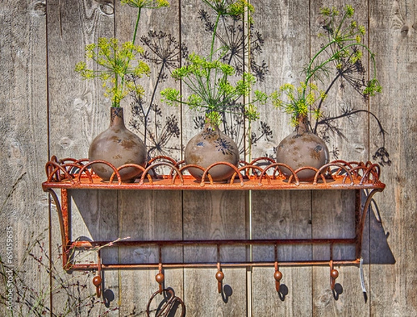 Obraz Metal garden shelf