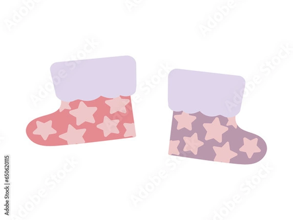 Obraz クリスマスのモコモコしたかわいい靴下