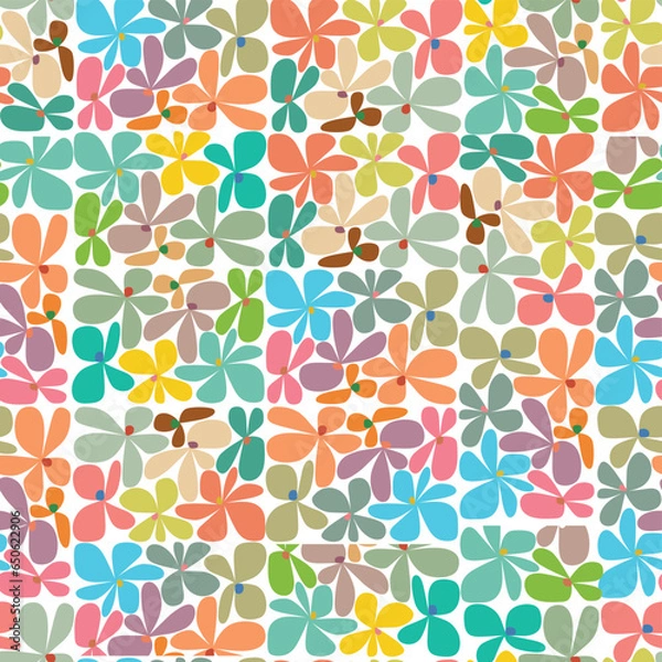 Fototapeta congested flowers colorful seamless pattern vector