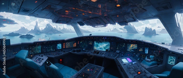 Fototapeta Futuristic Vehicle Cockpit. Generative AI.