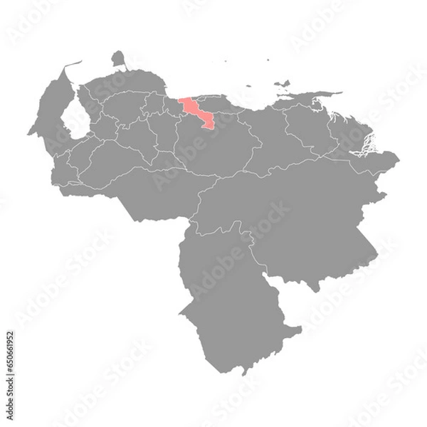 Fototapeta Aragua state map, administrative division of Venezuela.