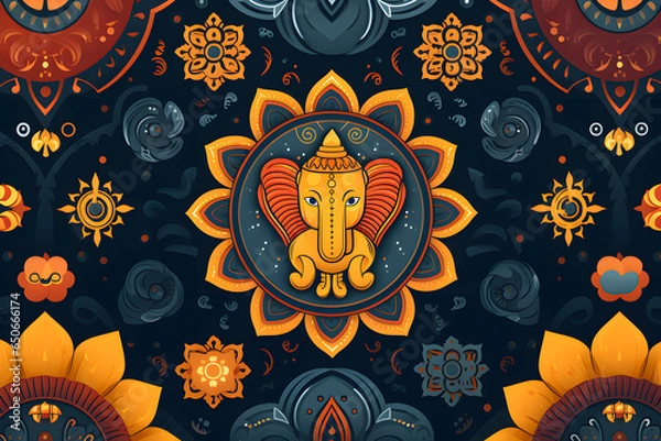 Fototapeta Spiritual Hinduism Patterns: 2D Backgrounds Inspired by the Rich Cultural and Religious Heritage of Hinduism.