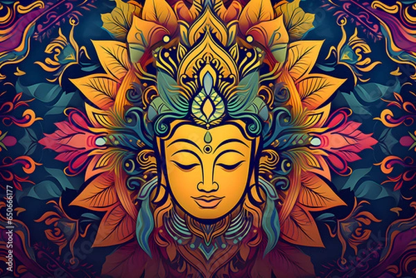 Fototapeta Spiritual Hinduism Patterns: 2D Backgrounds Inspired by the Rich Cultural and Religious Heritage of Hinduism.