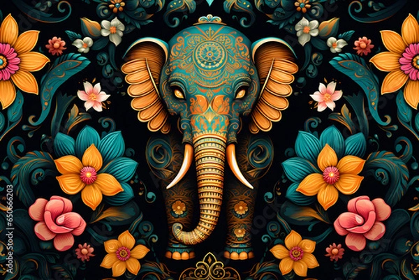 Fototapeta Spiritual Hinduism Patterns: 2D Backgrounds Inspired by the Rich Cultural and Religious Heritage of Hinduism.