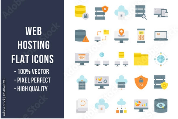 Fototapeta Web Hosting Flat Icons