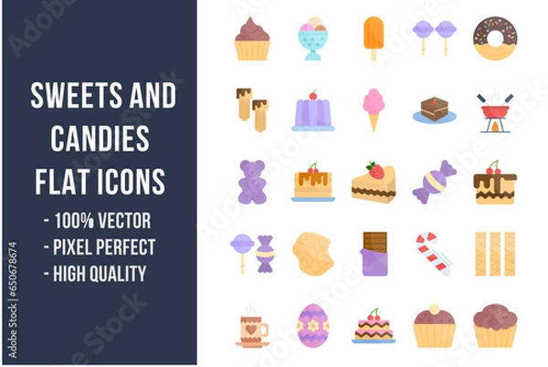 Obraz Sweets and Candies Flat Icons