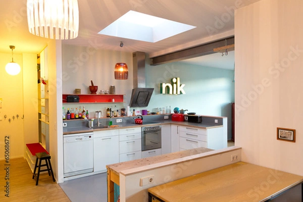 Obraz Loftwohnung mit offener Wohnküche