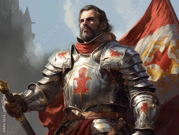 Obraz Armor of a medieval knight. Digital art.