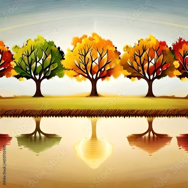 Fototapeta autumn landscape with tree