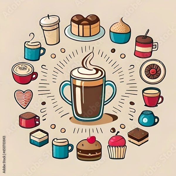 Fototapeta seamless pattern with coffee cups