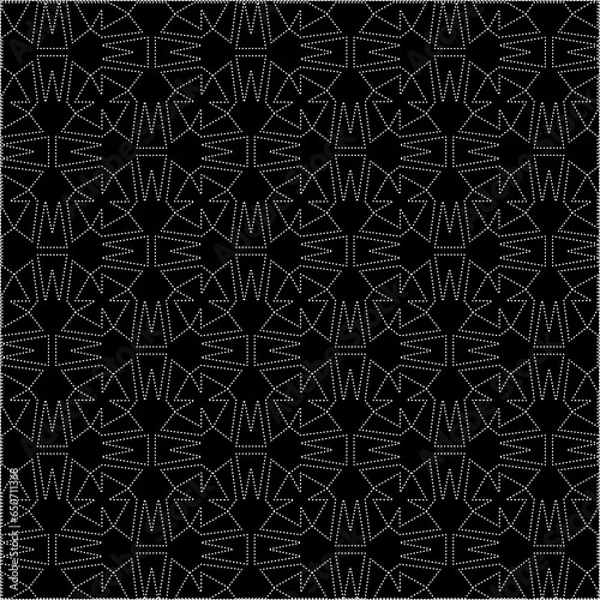 Fototapeta A repeat pattern of white dots on a black background. Simple texture for posters, sites, business cards, covers.