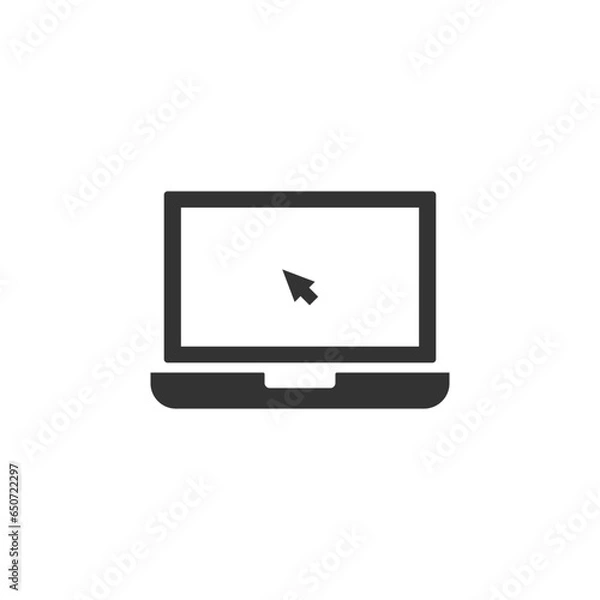 Fototapeta Click in laptop vector icon. Concept of using a personal computer. Vector illustration on white background.