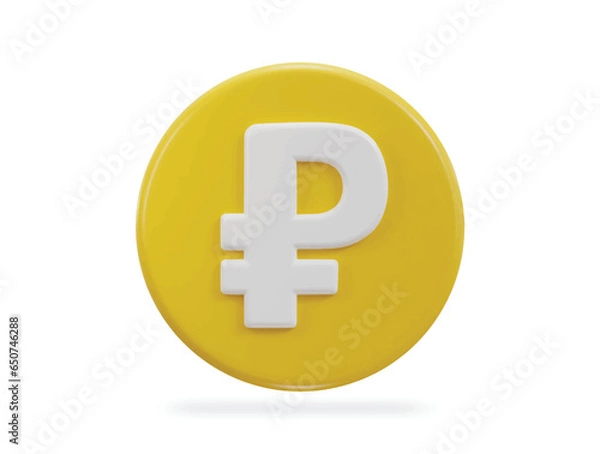 Fototapeta Russian ruble currency money sign or symbol 3d icon